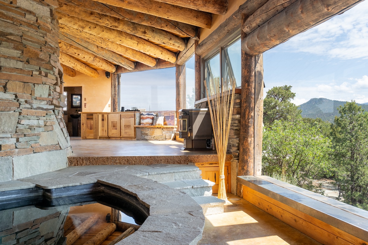 Charming Santa Fe rental with cozy living space and traditional New Mexican style